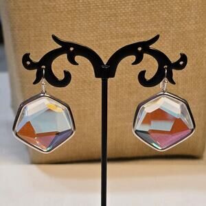 Kendra scott Vanessa drop earrings Silver Plated Diocratic Glass NWOT‎ KS Pouch